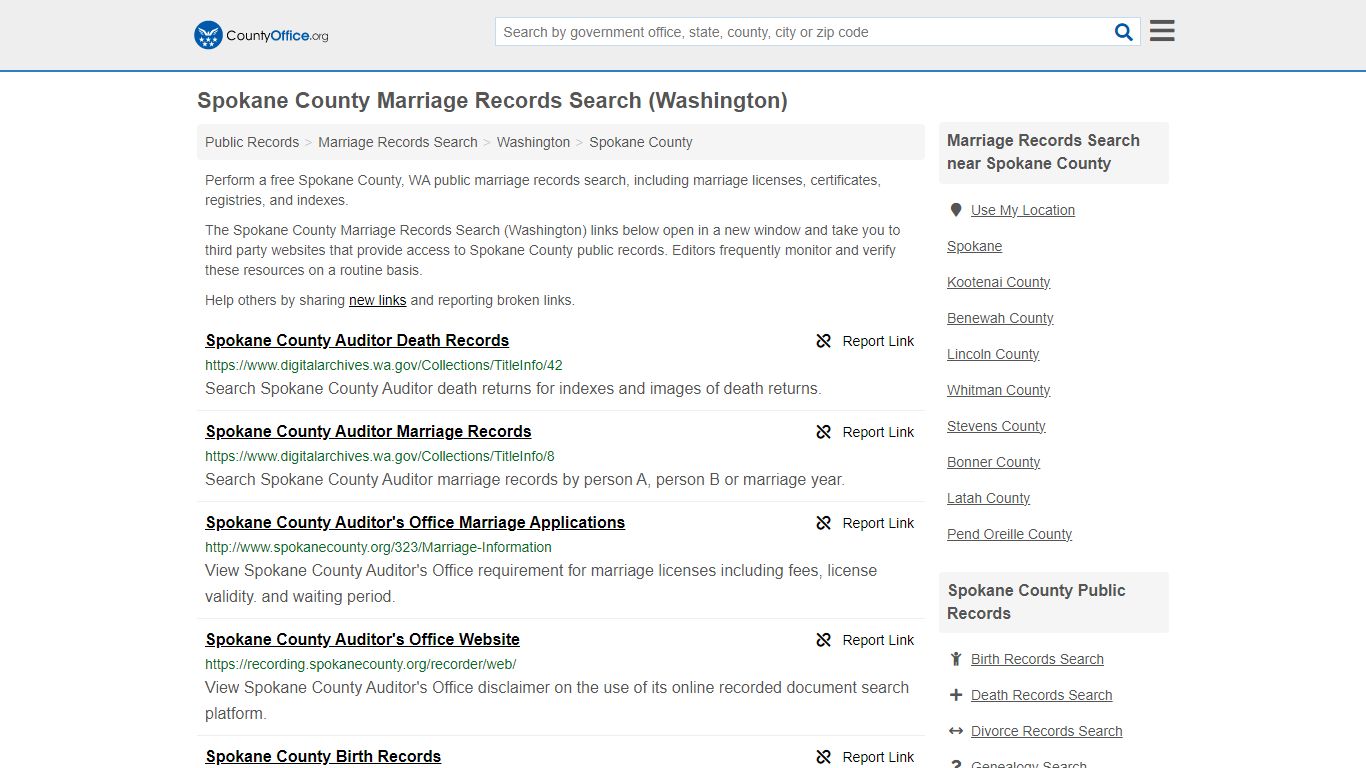 Spokane County Marriage Records Search (Washington) - County Office