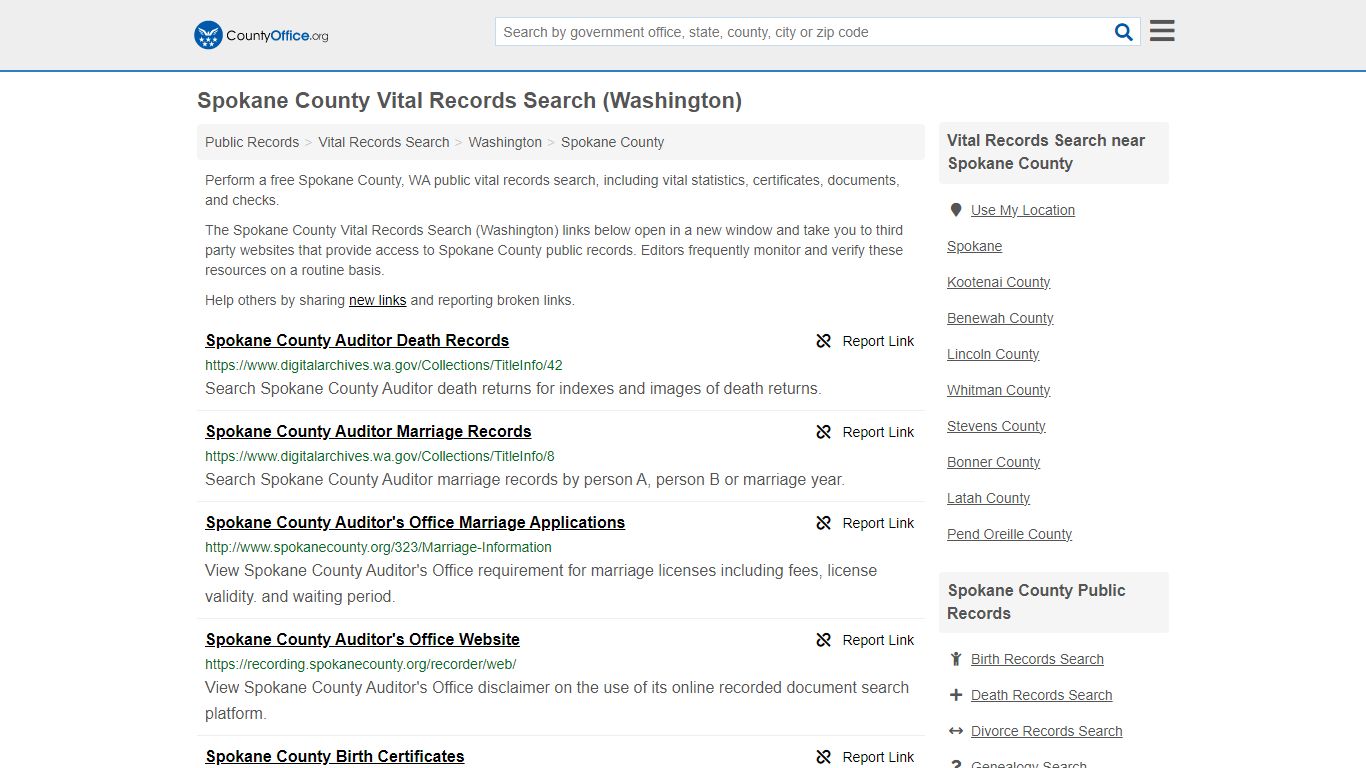 Vital Records Search - Spokane County, WA (Birth, Death, Marriage ...
